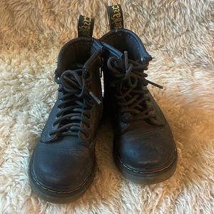 Childrens Little Kids Dr Martens 1460 Black Leather Ankle Boots Size 7 US